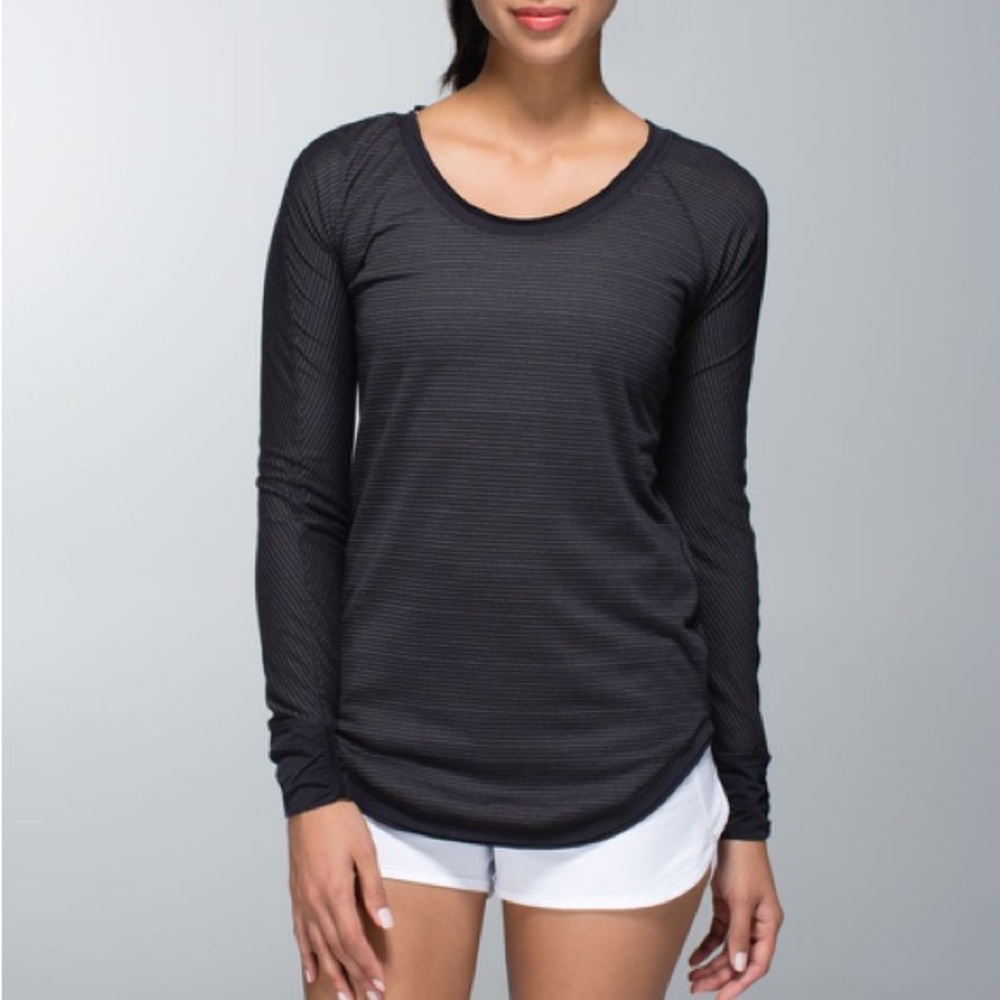 Lululemon Lightened Up Long Sleeve Shirt with Laser Cuts Black